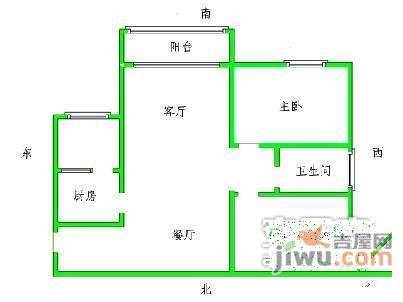 美林海岸花园2室2厅1卫86㎡户型图