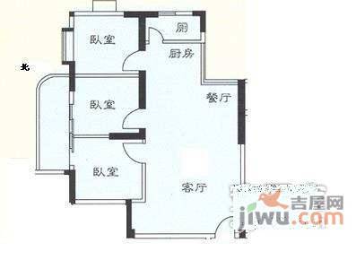 美林海岸花园2室2厅1卫86㎡户型图