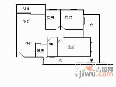 美林海岸花园3室2厅1卫110㎡户型图