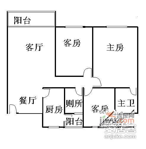 美林海岸花园3室2厅2卫110㎡户型图