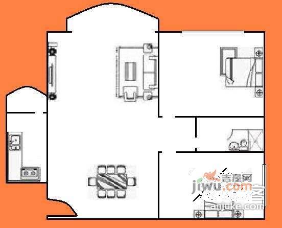 美林海岸花园2室2厅1卫86㎡户型图