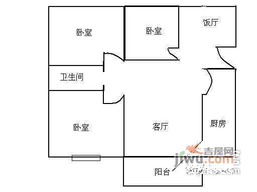 美林海岸花园3室2厅1卫110㎡户型图