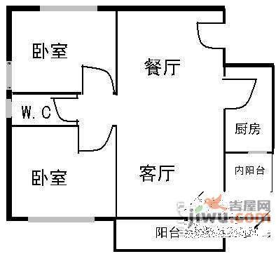 美林海岸花园2室2厅1卫86㎡户型图