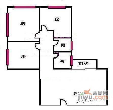 翠城花园3室1厅1卫100㎡户型图