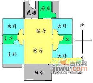 时代玫瑰园4室2厅2卫156㎡户型图