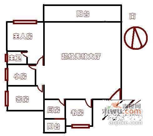 时代玫瑰园3室2厅2卫127㎡户型图