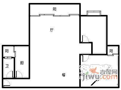 翠城花园2室1厅1卫88㎡户型图