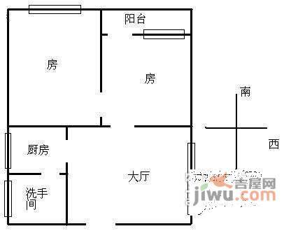 时代玫瑰园2室2厅1卫72㎡户型图