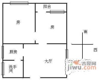 时代玫瑰园2室2厅1卫72㎡户型图