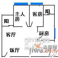 时代玫瑰园2室2厅1卫72㎡户型图