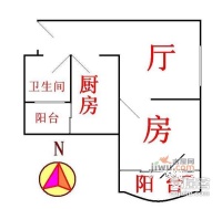 翠城花园1室1厅1卫63㎡户型图