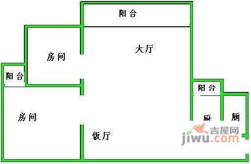 翠城花园2室2厅1卫93㎡户型图