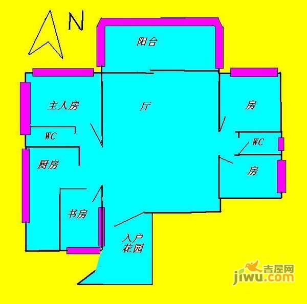 时代玫瑰园4室2厅2卫156㎡户型图