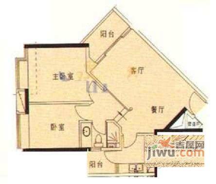 时代玫瑰园2室2厅1卫72㎡户型图