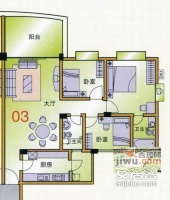 顺德碧桂园中南区3室2厅2卫91㎡户型图