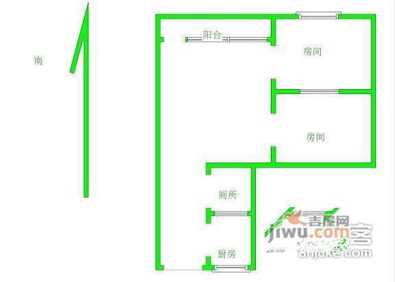 素社新村2室1厅1卫53㎡户型图