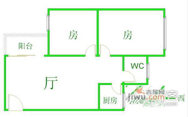 德欣小区2室1厅1卫68㎡户型图