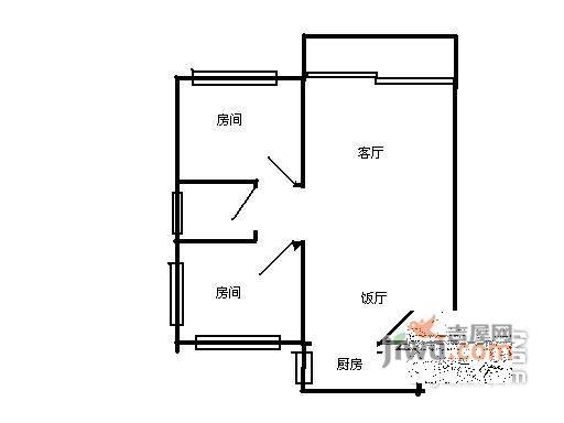 南珠广场2室2厅1卫75㎡户型图