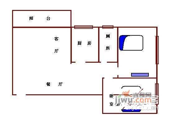 南珠广场2室2厅1卫75㎡户型图