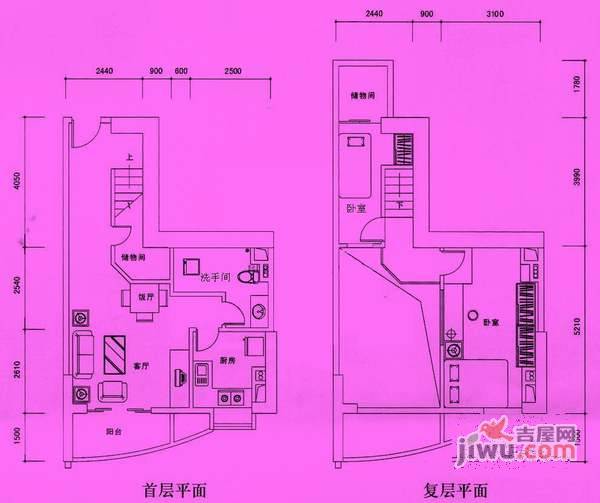 晓港雅筑3室1厅1卫47㎡户型图