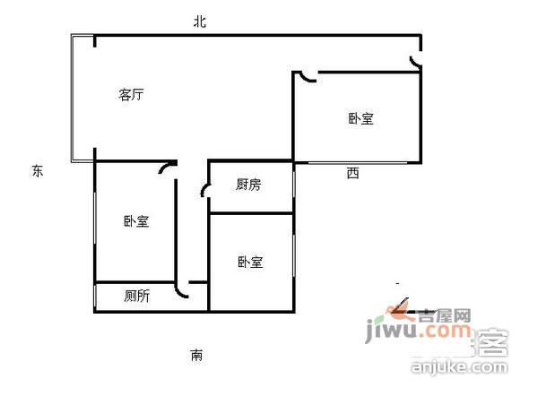 新陶苑3室2厅1卫92㎡户型图