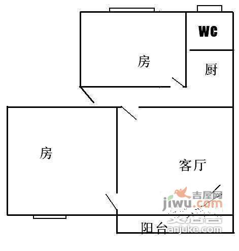 南村路小区2室2厅1卫60㎡户型图