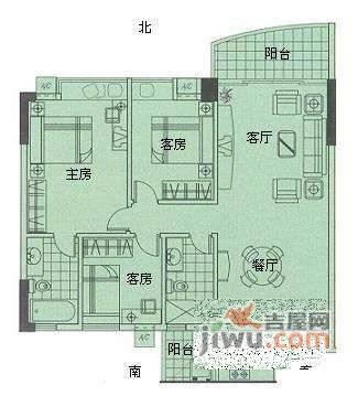 怡港花园三期3室2厅2卫133㎡户型图