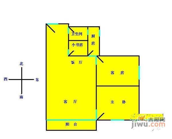 怡港花园三期2室2厅1卫88㎡户型图