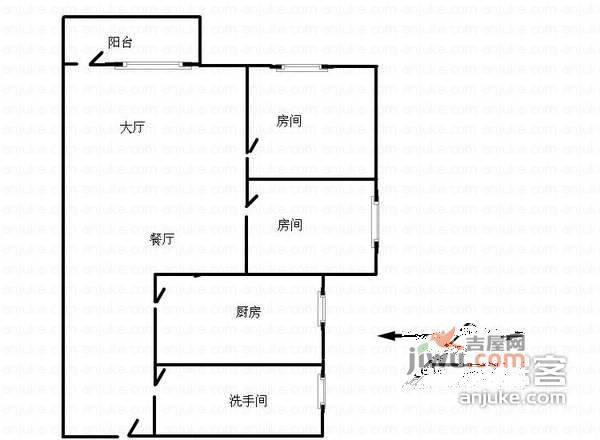 怡港花园三期2室2厅1卫88㎡户型图