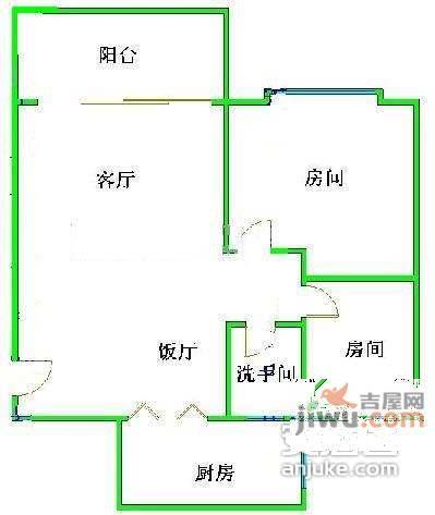 怡港花园三期2室2厅1卫88㎡户型图