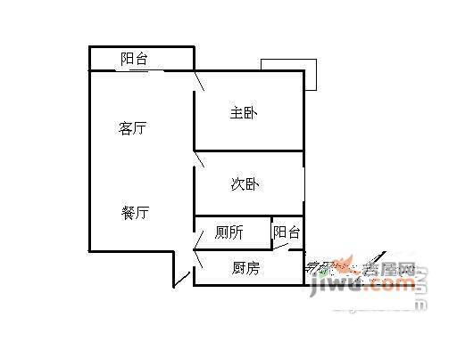 南国嘉园苹果城2室1厅1卫77㎡户型图