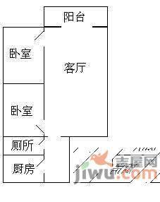 南国嘉园苹果城2室2厅1卫54㎡户型图