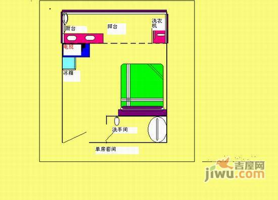 南国嘉园苹果城1室0厅1卫25㎡户型图