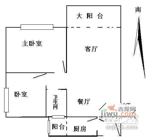 南国嘉园苹果城2室2厅1卫54㎡户型图