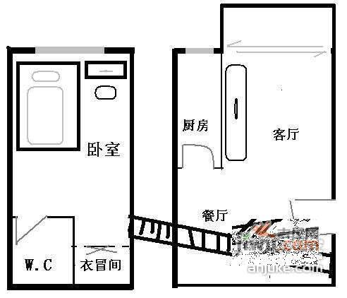 历徳雅舍1室2厅1卫户型图