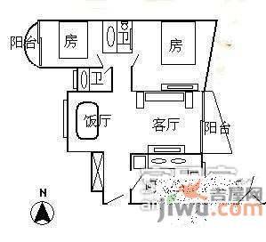 历徳雅舍2室2厅2卫88㎡户型图