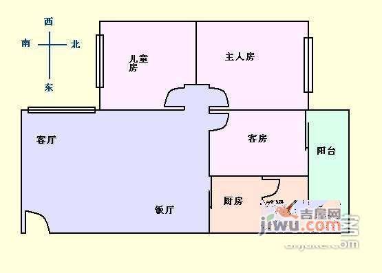 金坤花园3室1厅1卫80㎡户型图