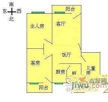 金坤花园3室2厅1卫93㎡户型图