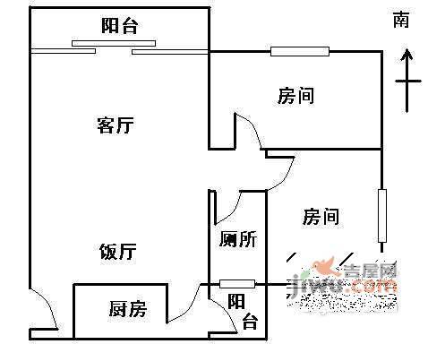 集贤苑2室2厅1卫85㎡户型图