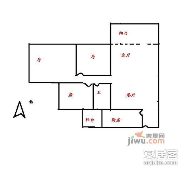 城市假日园3室2厅2卫113㎡户型图