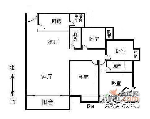 城市假日园4室2厅2卫126㎡户型图