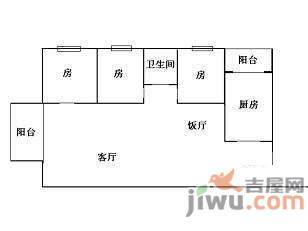 城市假日园3室1厅1卫95㎡户型图