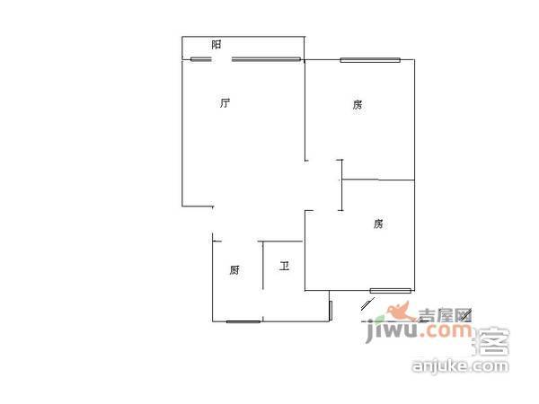 瑶台花园2室1厅1卫68㎡户型图