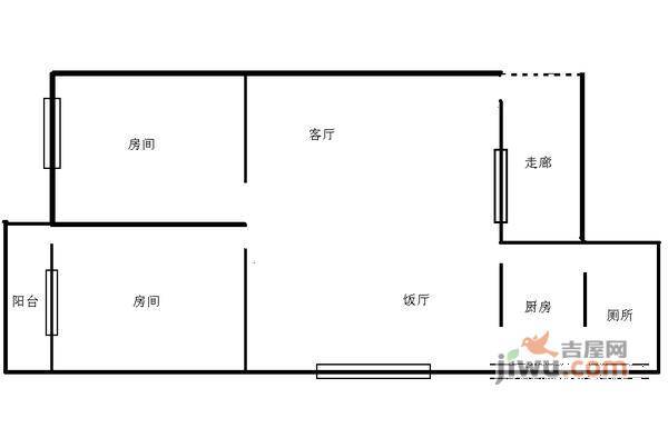 瑶台花园2室1厅1卫68㎡户型图