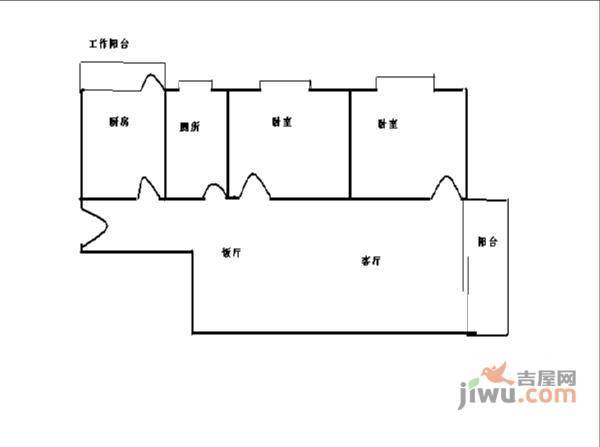 富力尚溢居2室1厅1卫72㎡户型图