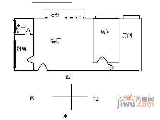 富力尚溢居2室1厅1卫72㎡户型图