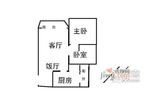 滨江怡苑芭堤水岸2室2厅1卫98㎡户型图