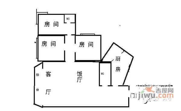 滨江怡苑芭堤水岸3室2厅2卫107㎡户型图