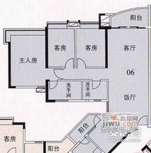 滨江怡苑芭堤水岸3室2厅2卫107㎡户型图