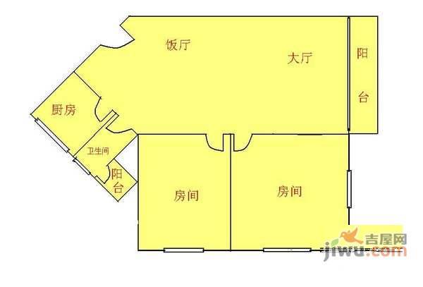 滨江怡苑芭堤水岸2室2厅1卫98㎡户型图